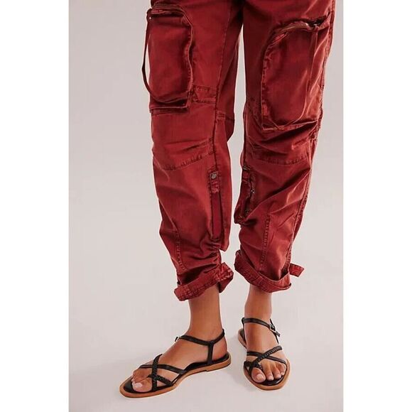 Free People Can't Compare Slouch Pants Cargo Zipper Pockets Jasper Medium M NEW - Picture 7 of 8